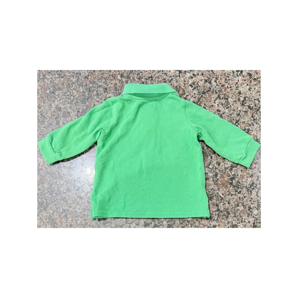 Ralph Lauren Kids Green Long Sleeve Polo Shirt Blue Pony Logo Size 9M B55